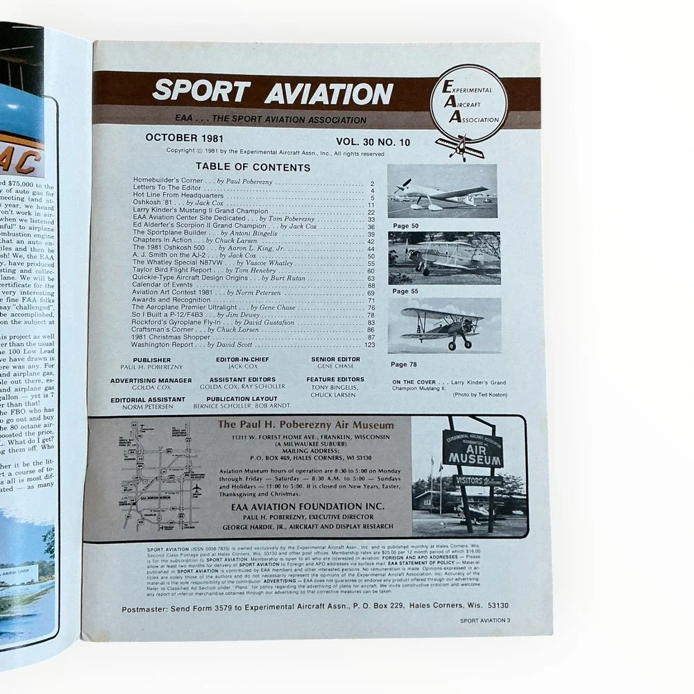 Sport Aviation October 1981 EAA Oshkosh '81 Burt Rutan Experimental Aircraft